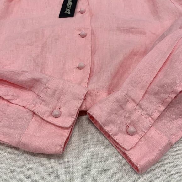 NWT BlankNYC XS 100% linen pink cropped button down shirt - Picture 9 of 11